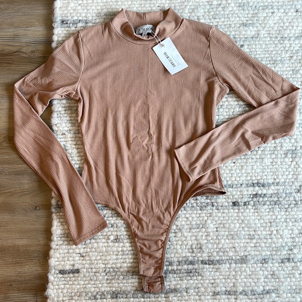 NWT Lorna Lux x In The Style Mockneck Thong Body Suit - UK size 12